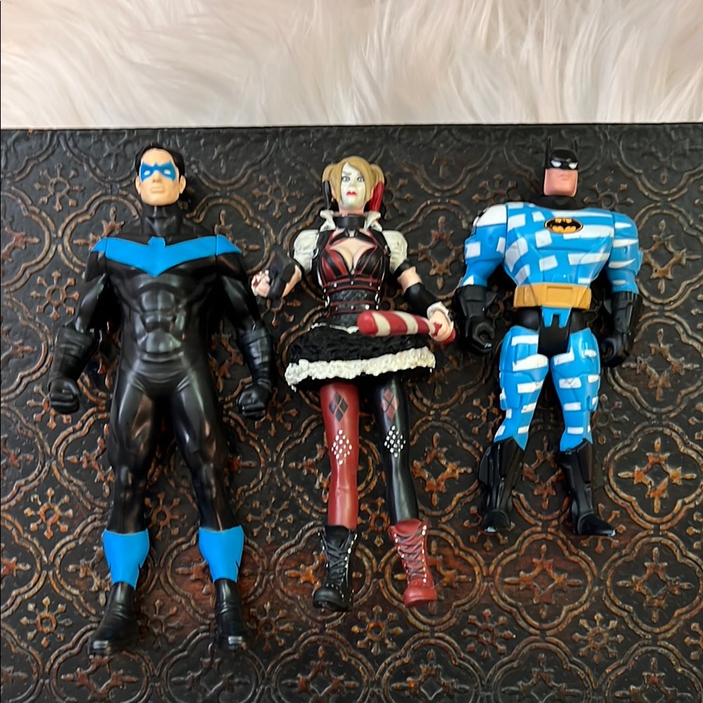 Batman, Robin, Harley Quinn Action Figure Trio Set